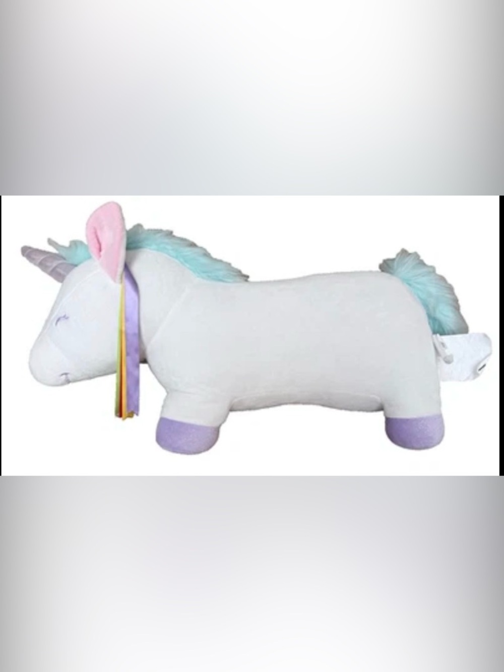 Unicorn Large Standing Plush Body Pillow White with Rainbow Tassels Circo Brand